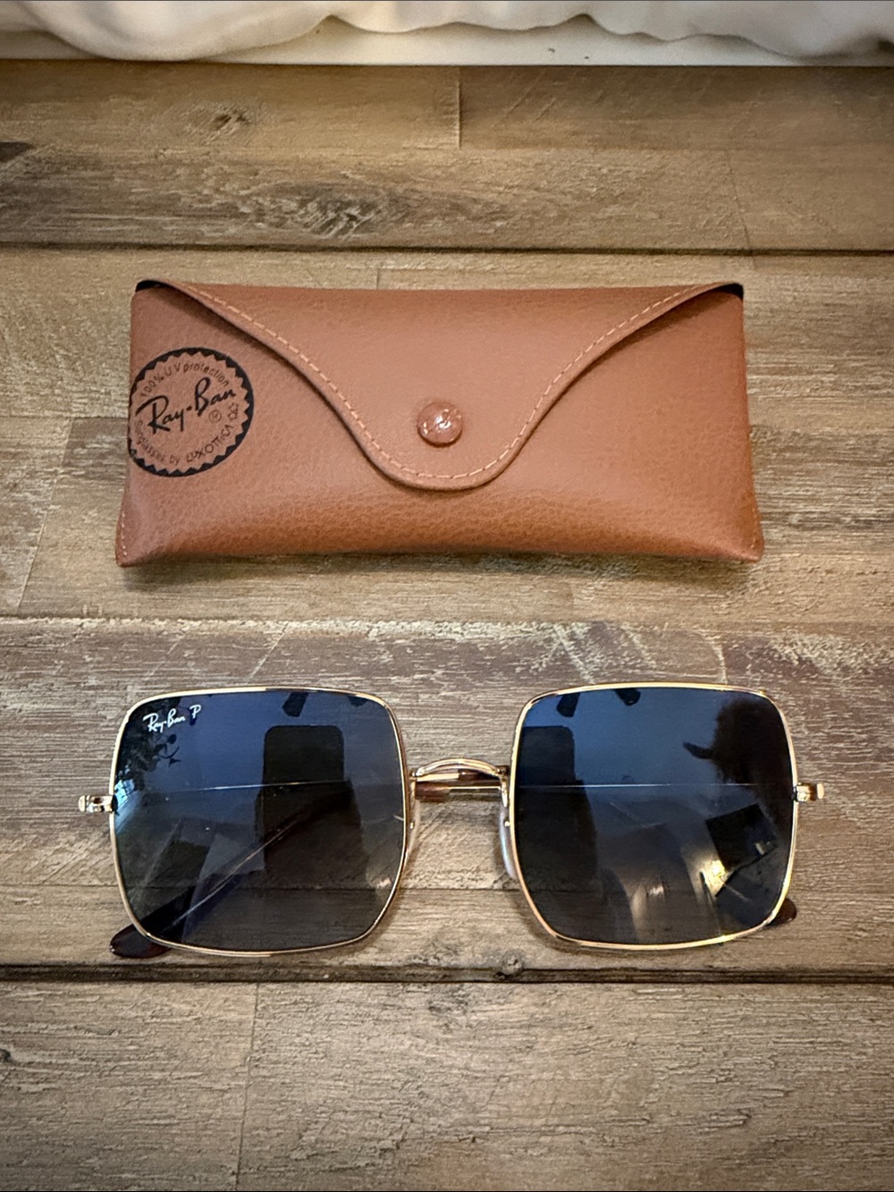 Ray-Ban RB1971 Icons Women's Gold Frame Sunglasses with Black Lenses